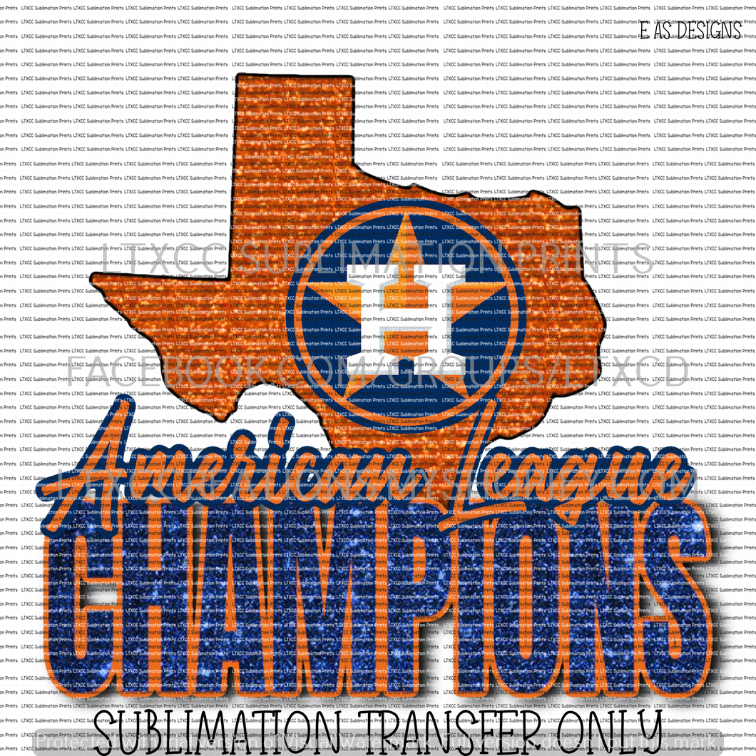 A S T R O S American League Champions # 2 -  SUBLIMATION PRINT TRANSFER