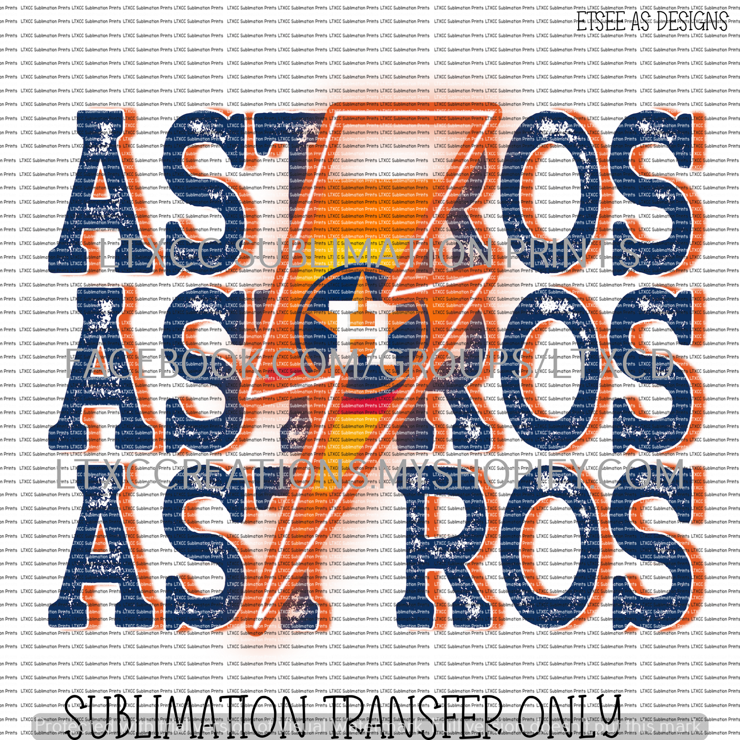 A S T R O S LIGHTENING BOLT  - SUBLIMATION PRINT TRANSFER
