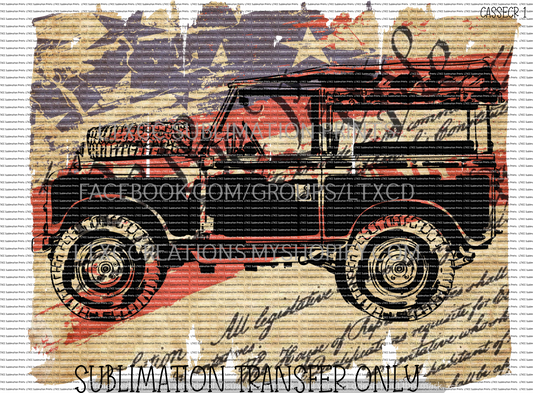 AMERICAN J E E P -  SUBLIMATION PRINT TRANSFER