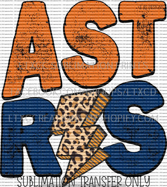 A S T R O S  DISTRESSED LEOPARD ORANGE/NAVY -  SUBLIMATION PRINT TRANSFER