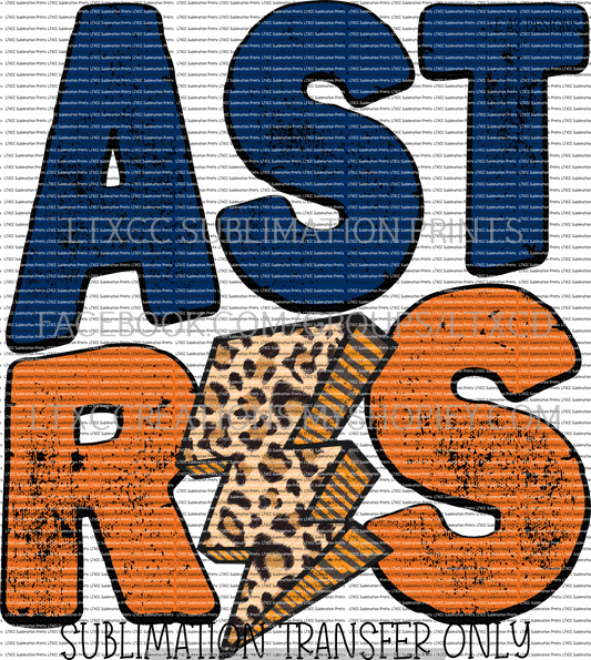 A S T R O S  DISTRESSED LEOPARD NAVY/ORANGE -  SUBLIMATION PRINT TRANSFER