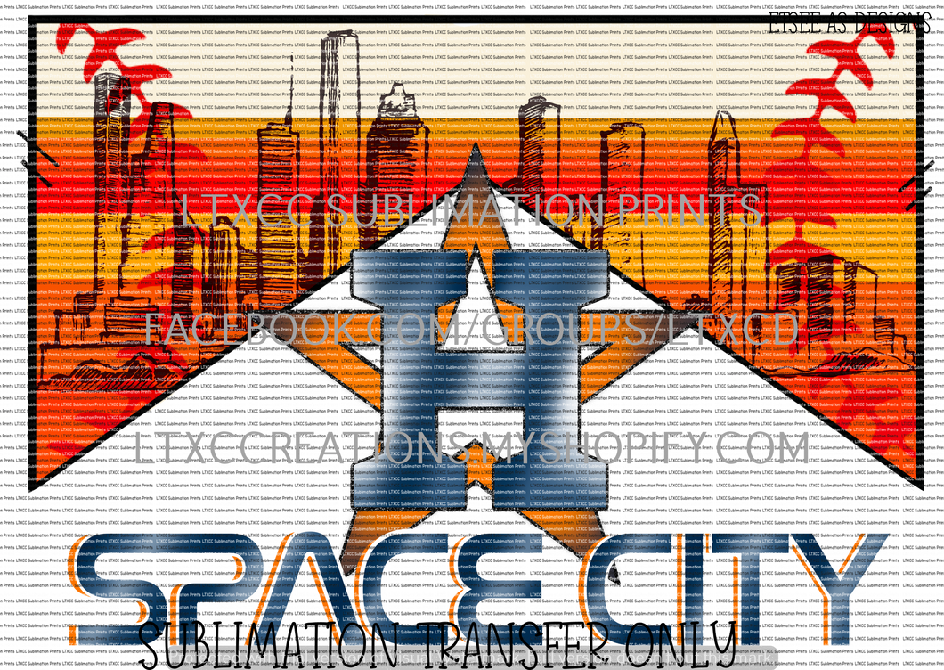 A S T R O S SPACE CITY #2  - SUBLIMATION PRINT TRANSFER