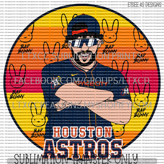 B A D  B U N N Y HOUSTON A S T R O S  - SUBLIMATION PRINT TRANSFER