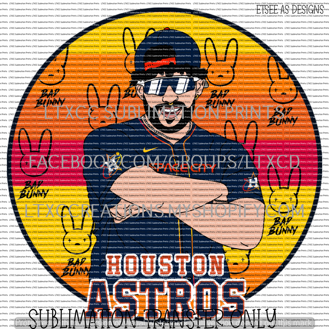 B A D  B U N N Y HOUSTON A S T R O S  - SUBLIMATION PRINT TRANSFER