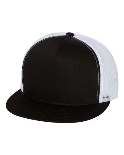 YP Classics - Flat Bill Trucker Cap - YOUTH/ADULT WITH LEATHER PATCH