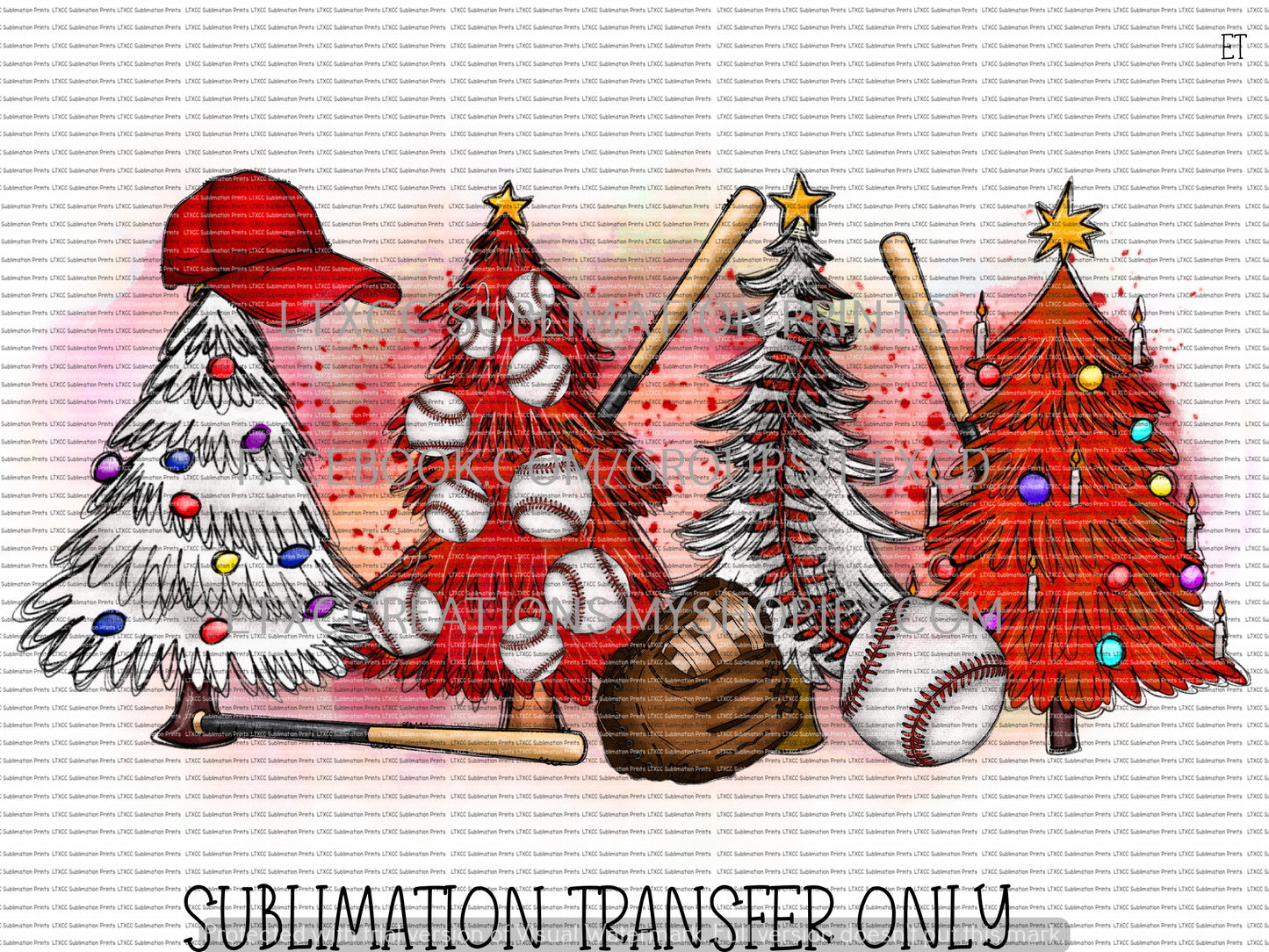 BASEBALL CHRISTMAS TREES -  SUBLIMATION PRINT TRANSFER