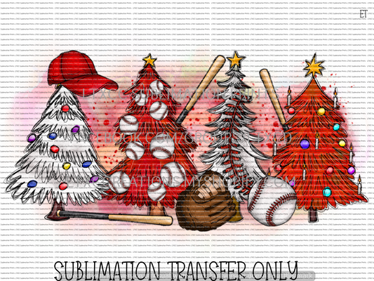BASEBALL CHRISTMAS TREES -  SUBLIMATION PRINT TRANSFER