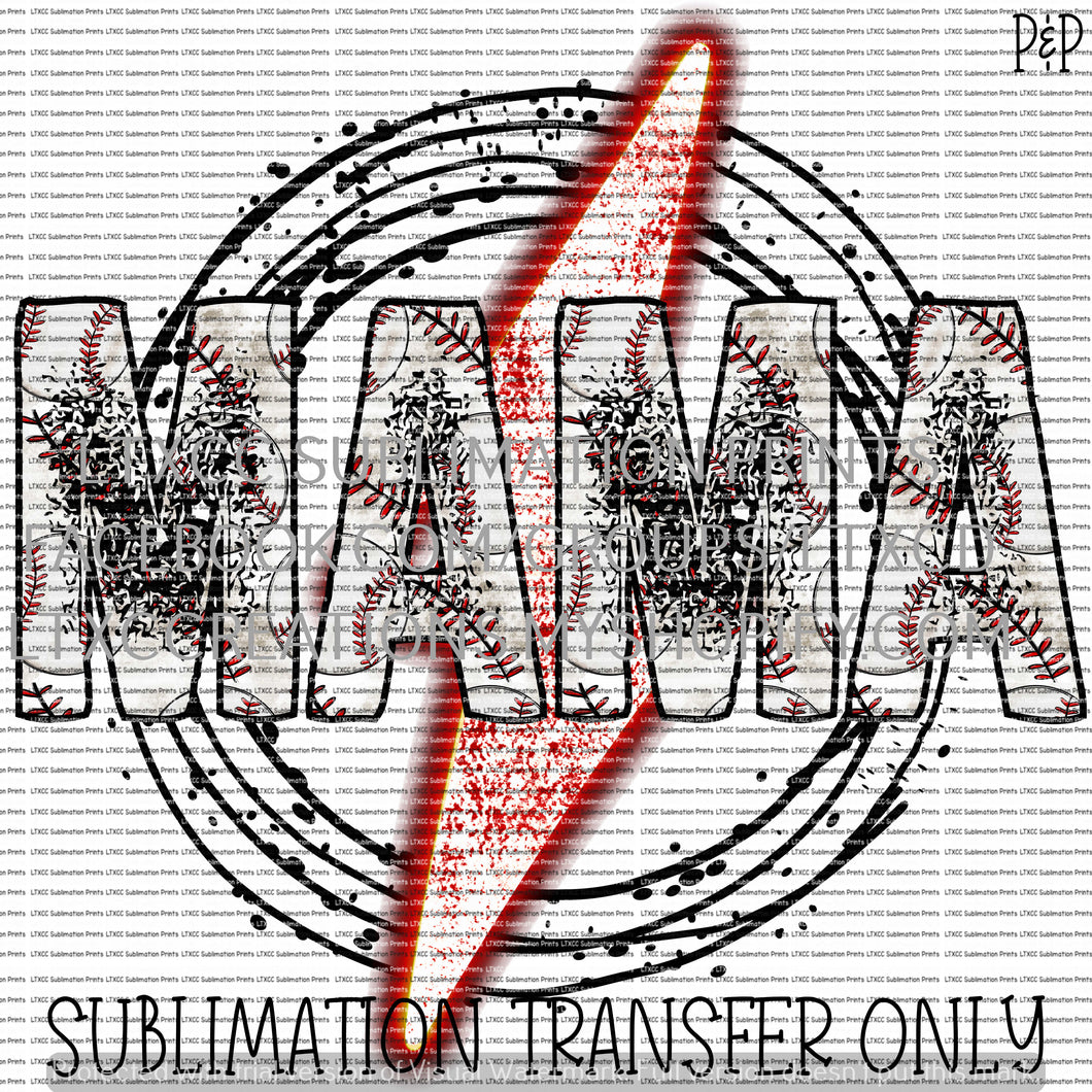 Baseball MAMA SUBLIMATION PRINT TRANSFER