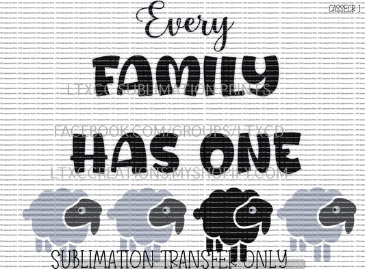 BLACK SHEEP OF THE FAMILY 2 -  SUBLIMATION PRINT TRANSFER