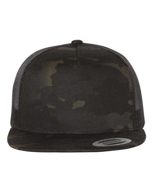 YP Classics - Flat Bill Trucker Cap - YOUTH/ADULT WITH LEATHER PATCH