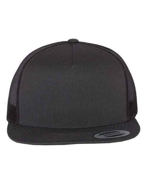 YP Classics - Flat Bill Trucker Cap - YOUTH/ADULT WITH LEATHER PATCH