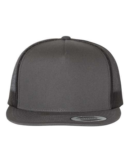 YP Classics - Flat Bill Trucker Cap - YOUTH/ADULT WITH LEATHER PATCH