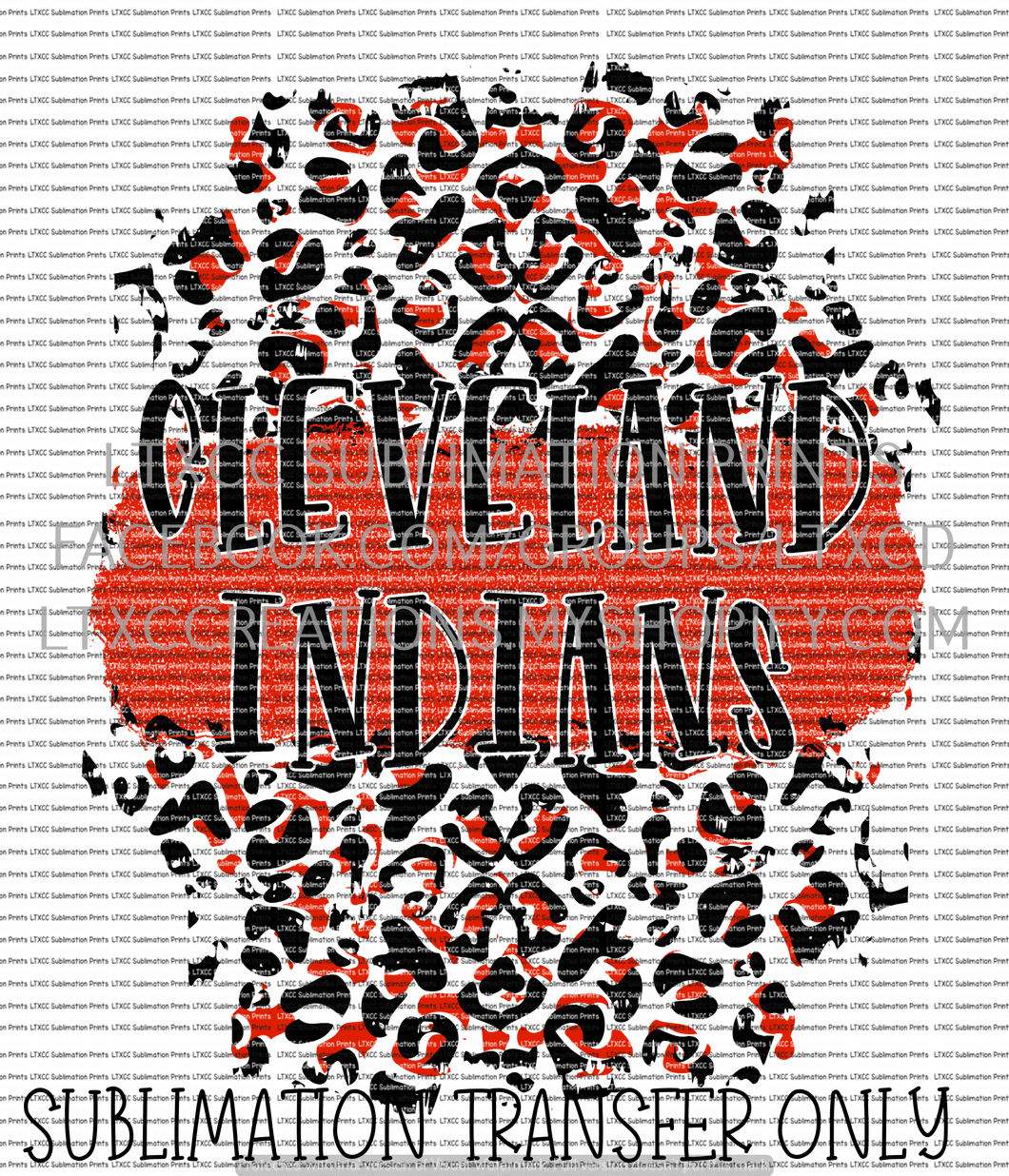 Cleveland Indians Red Leopard Vertical - SUBLIMATION PRINT TRANSFER