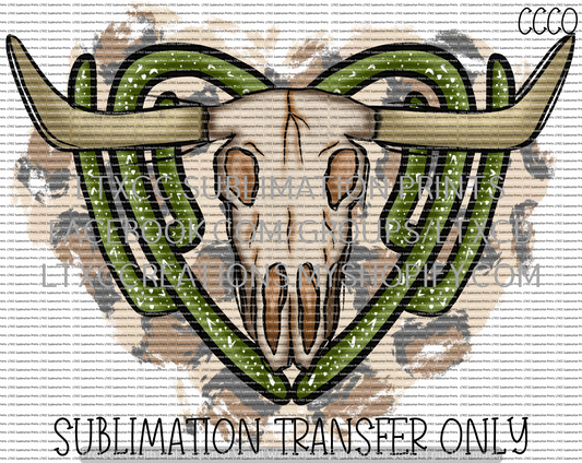 Cactus Longhorn Heart - SUBLIMATION PRINT TRANSFER