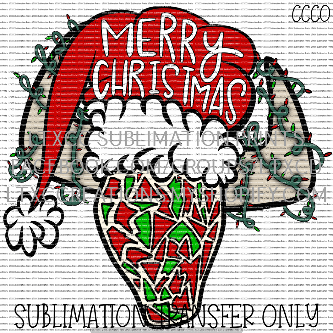 Merry Christmas Steer Head - SUBLIMATION PRINT TRANSFER