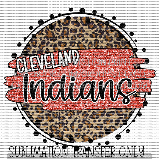 Cleveland Indians Faux Glitter Leopard - SUBLIMATION PRINT TRANSFER