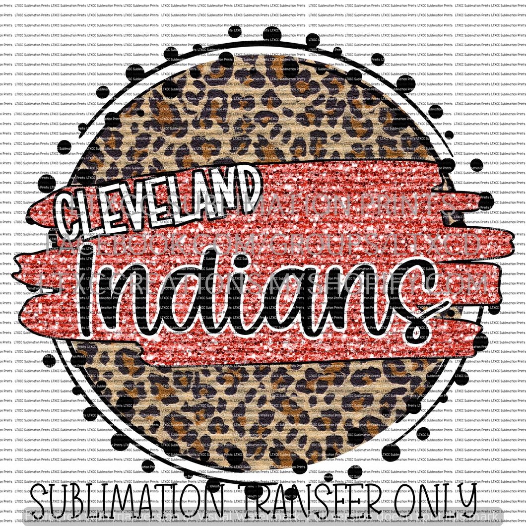 Cleveland Indians Faux Glitter Leopard - SUBLIMATION PRINT TRANSFER