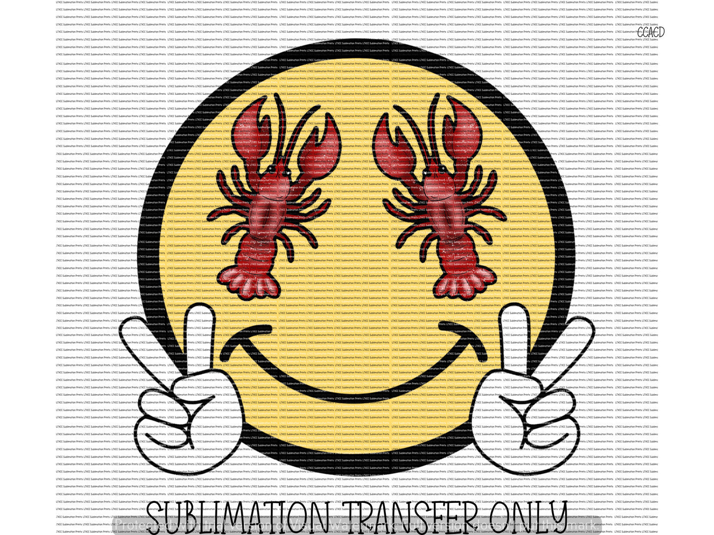 CRAWFISH SMILEY PEACE SIGN - SUBLIMATION PRINT TRANSFER