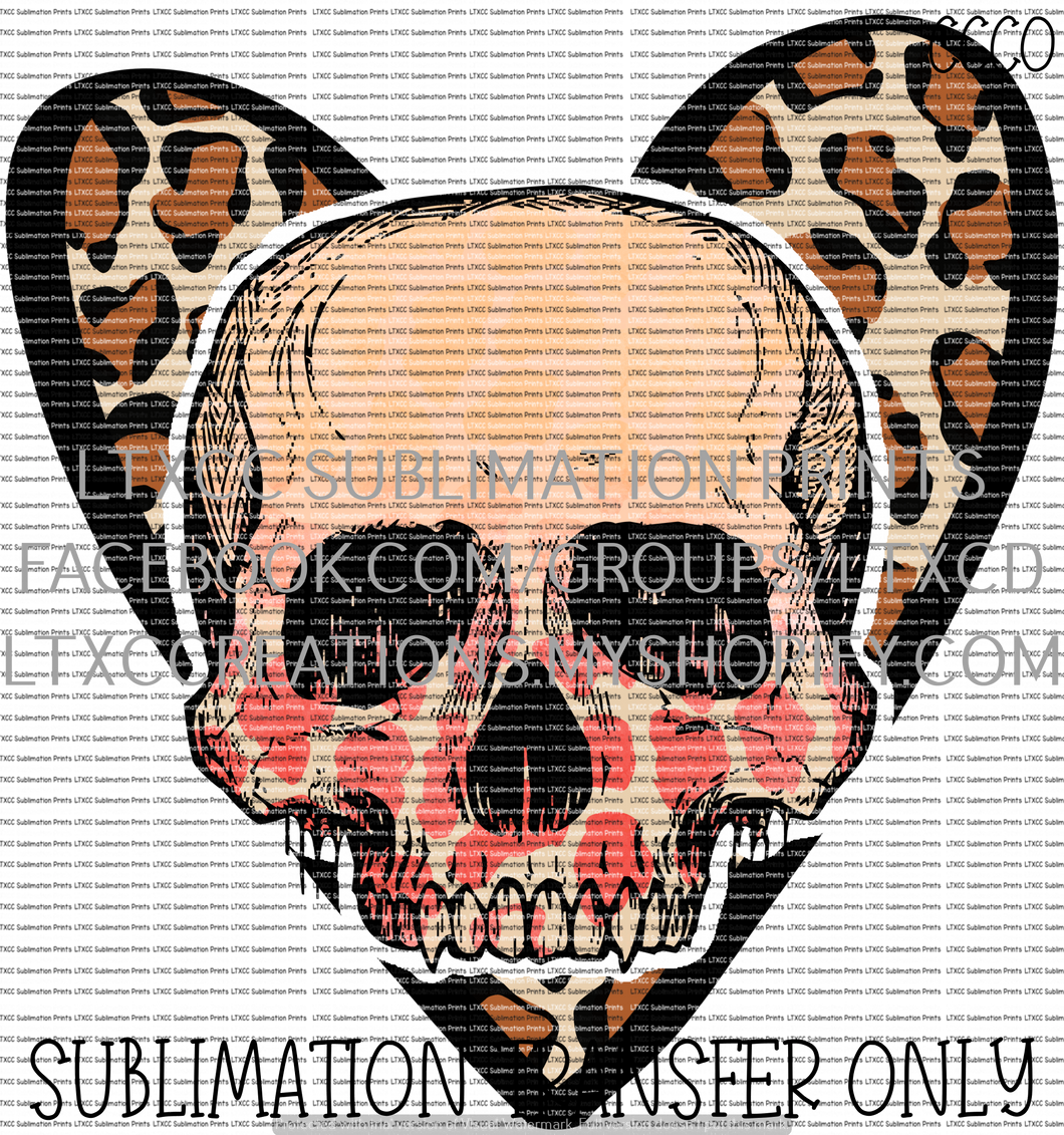 Deathly Love Leopard Heart Skull - SUBLIMATION PRINT TRANSFER