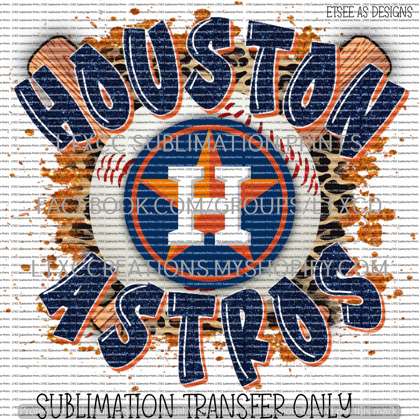 HOUSTON A S T R O S  -  SUBLIMATION PRINT TRANSFER
