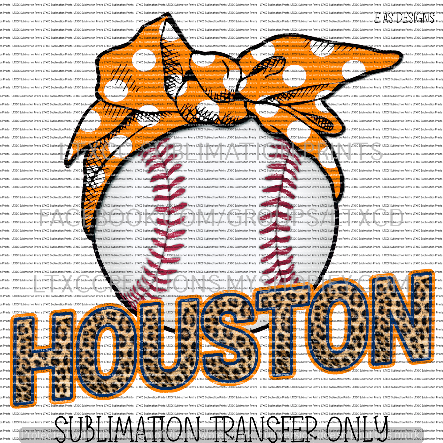 HOUSTON BALL A S T R O S   -  SUBLIMATION PRINT TRANSFER
