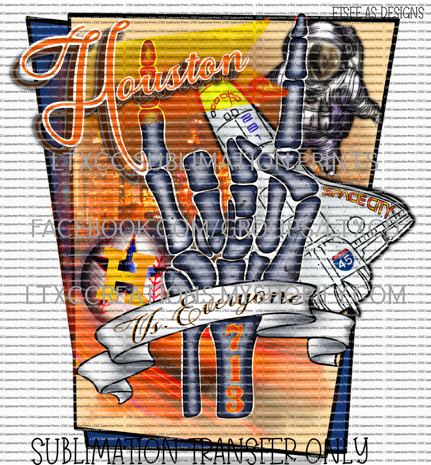 HOUSTON VS EVERYONE A S T R O S  -  SUBLIMATION PRINT TRANSFER