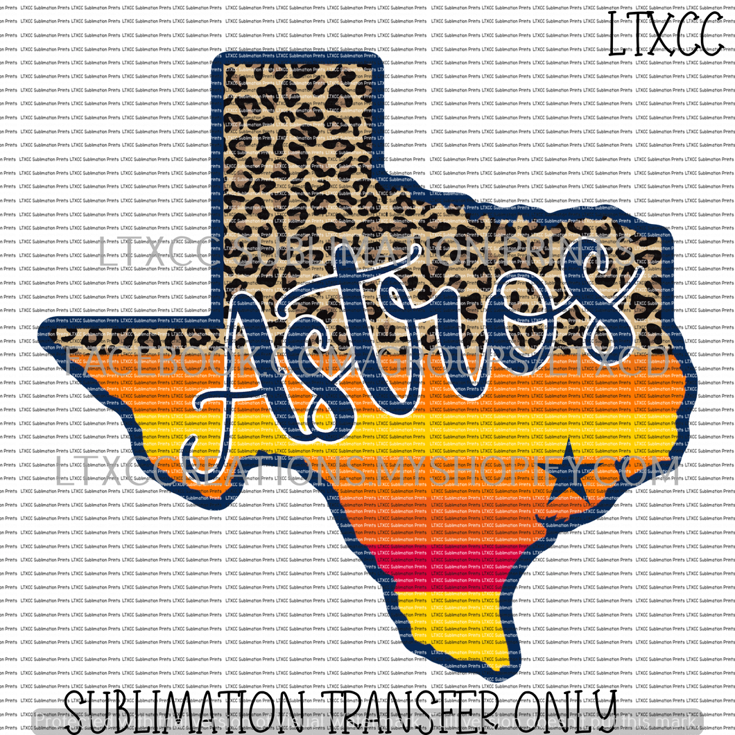 A S T R O S - TEXAS - LEOPARD PRINT -  SUBLIMATION PRINT TRANSFER