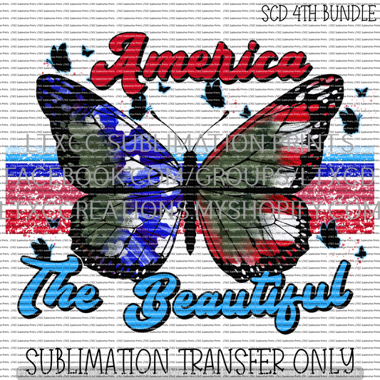 AMERICA THE BEAUTIFUL BUTTERFLY -  SUBLIMATION PRINT TRANSFER