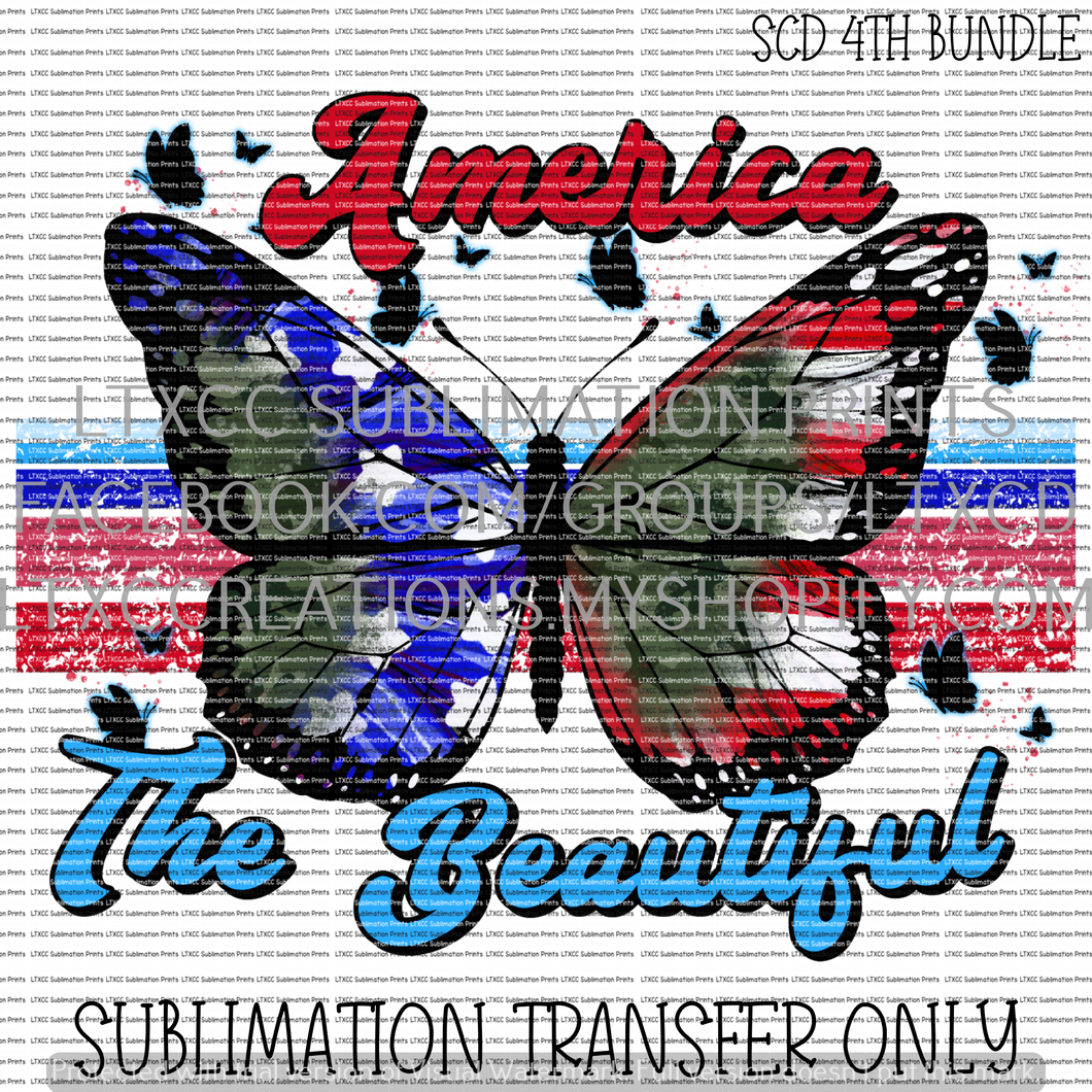 AMERICA THE BEAUTIFUL BUTTERFLY -  SUBLIMATION PRINT TRANSFER