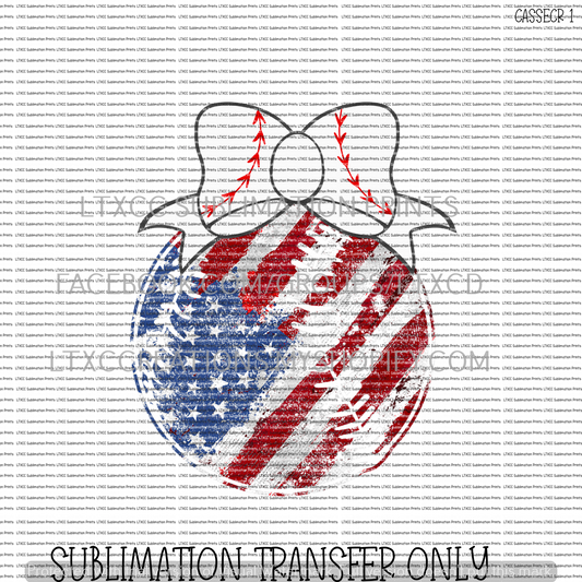 BASEBALL WITH BOW -  SUBLIMATION PRINT TRANSFER