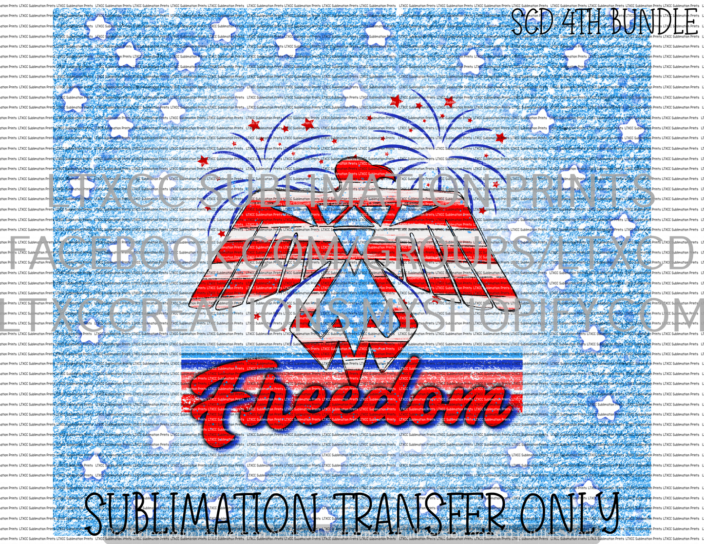 BLUE STAR FREEDOM -  TUMBLER PRINT SUBLIMATION PRINT TRANSFER