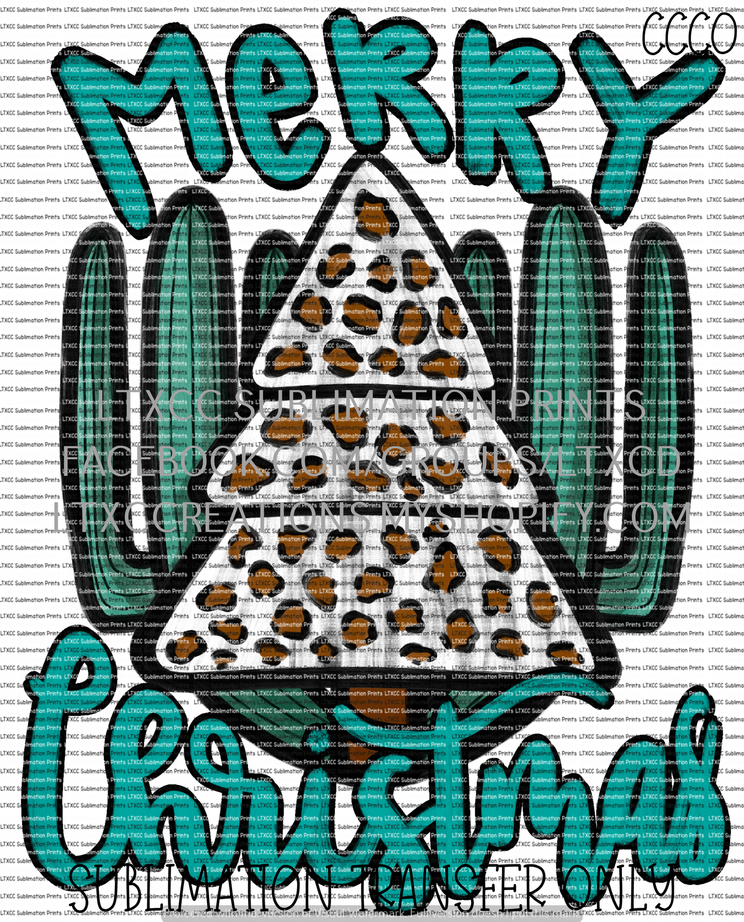 Merry Christmas Leopard Tree - SUBLIMATION PRINT TRANSFER