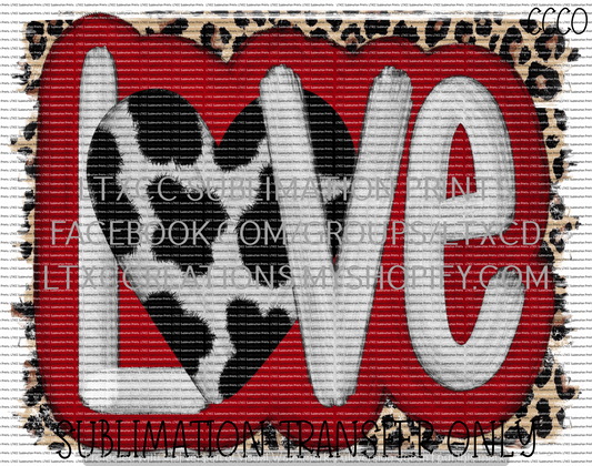 LOVE Cowhide/Leopard - SUBLIMATION PRINT TRANSFER