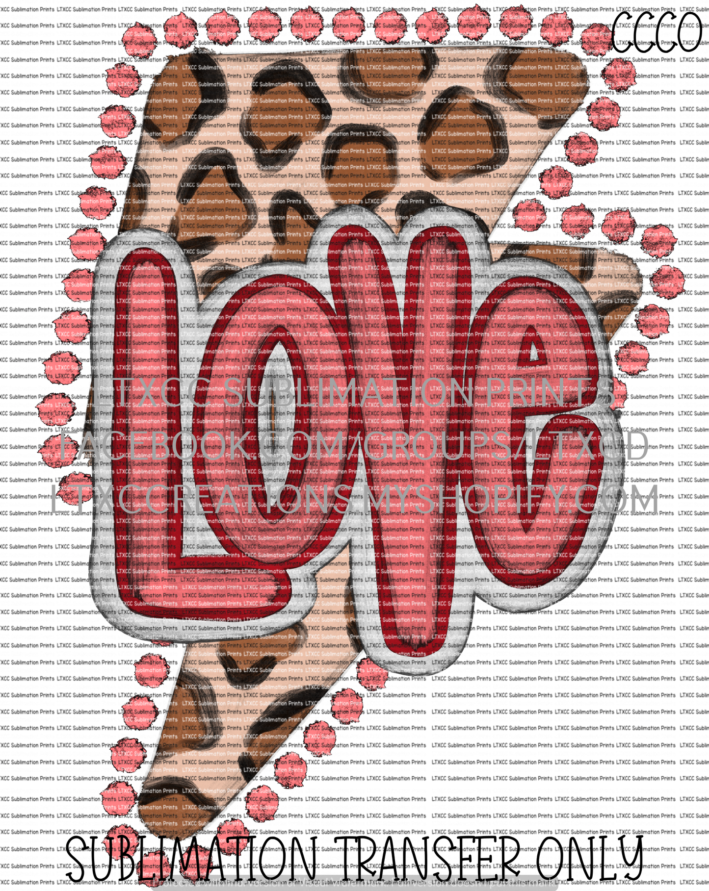 LOVE Lightening Bolt Pink - SUBLIMATION PRINT TRANSFER