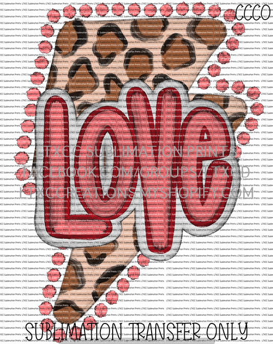 LOVE Lightening Bolt Pink - SUBLIMATION PRINT TRANSFER