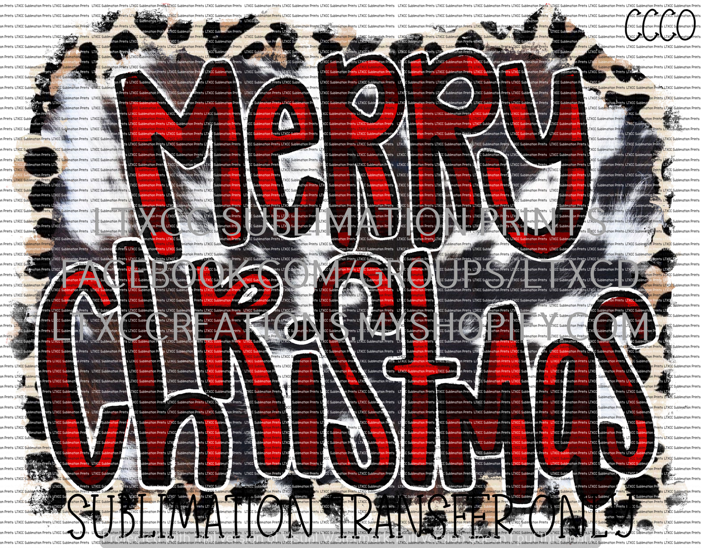 Merry Christmas Leopard Plaid - SUBLIMATION PRINT TRANSFER