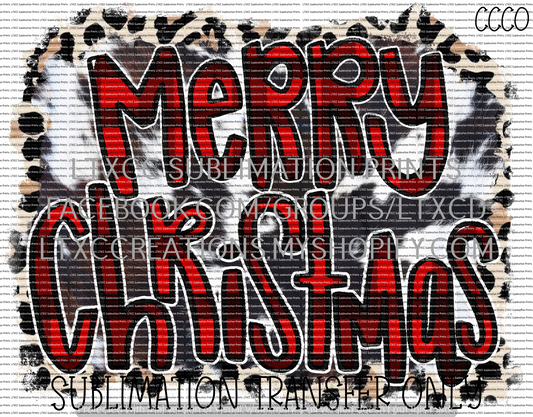 Merry Christmas Leopard Plaid - SUBLIMATION PRINT TRANSFER