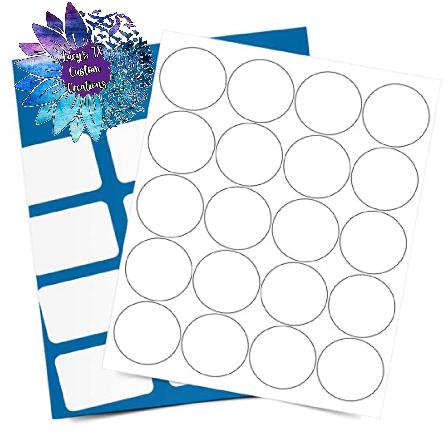 1 SHEET of 2” Round Labels - 20 Per Sheet