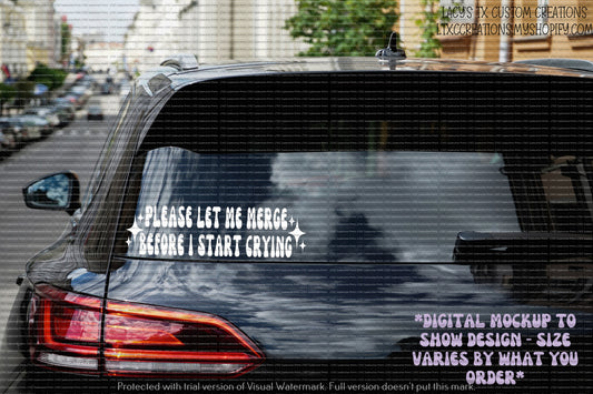 Please Let Me Merge Before I Start Crying Car Decal Sticker, Funny Car Decal, Car Sticker, Funny Sticker, Cute Vinyl Car Decal, Truck Decal
