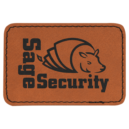 3”x2” Laser Engraved Leatherette Name Patches w/ Heat Activated Adhesive Backing