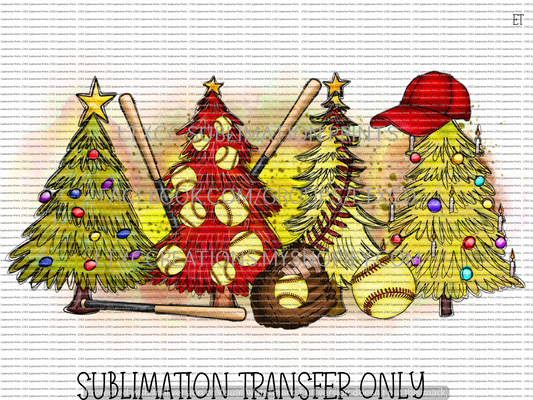 SOFTBALL CHRISTMAS TREES -  SUBLIMATION PRINT TRANSFER