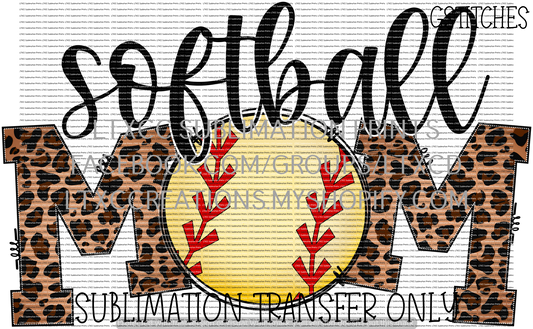 Softball Mom - SUBLIMATION PRINT TRANSFER
