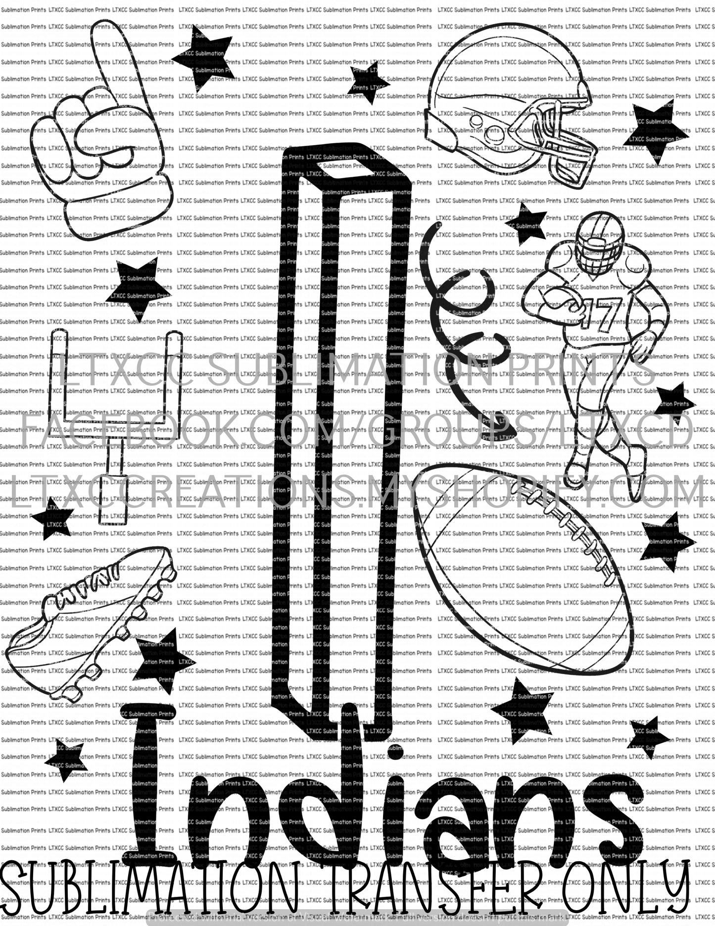 Indians with doodles - SUBLIMATION PRINT TRANSFER