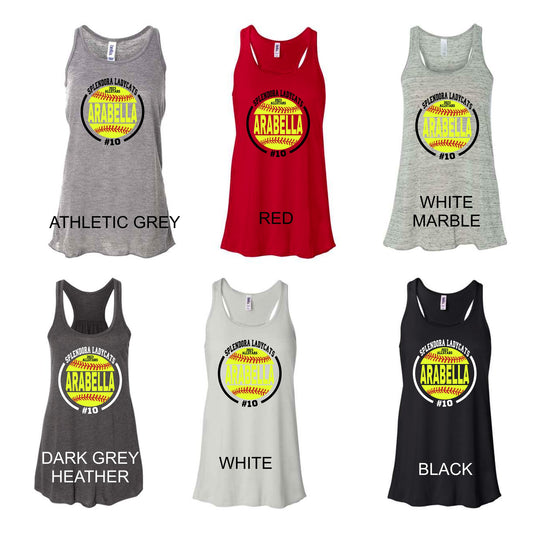 CUSTOM SOFTBALL Women's Flowy Racerback Tank - 8800 - BELLA + CANVAS