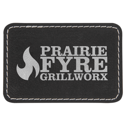3”x2” Laser Engraved Leatherette Name Patches w/ Heat Activated Adhesive Backing