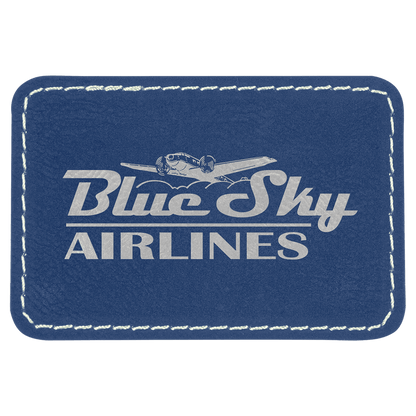 3”x2” Laser Engraved Leatherette Name Patches w/ Heat Activated Adhesive Backing
