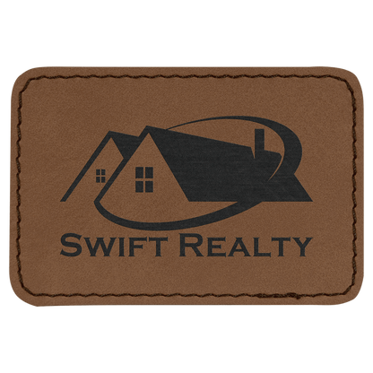 3”x2” Laser Engraved Leatherette Name Patches w/ Heat Activated Adhesive Backing