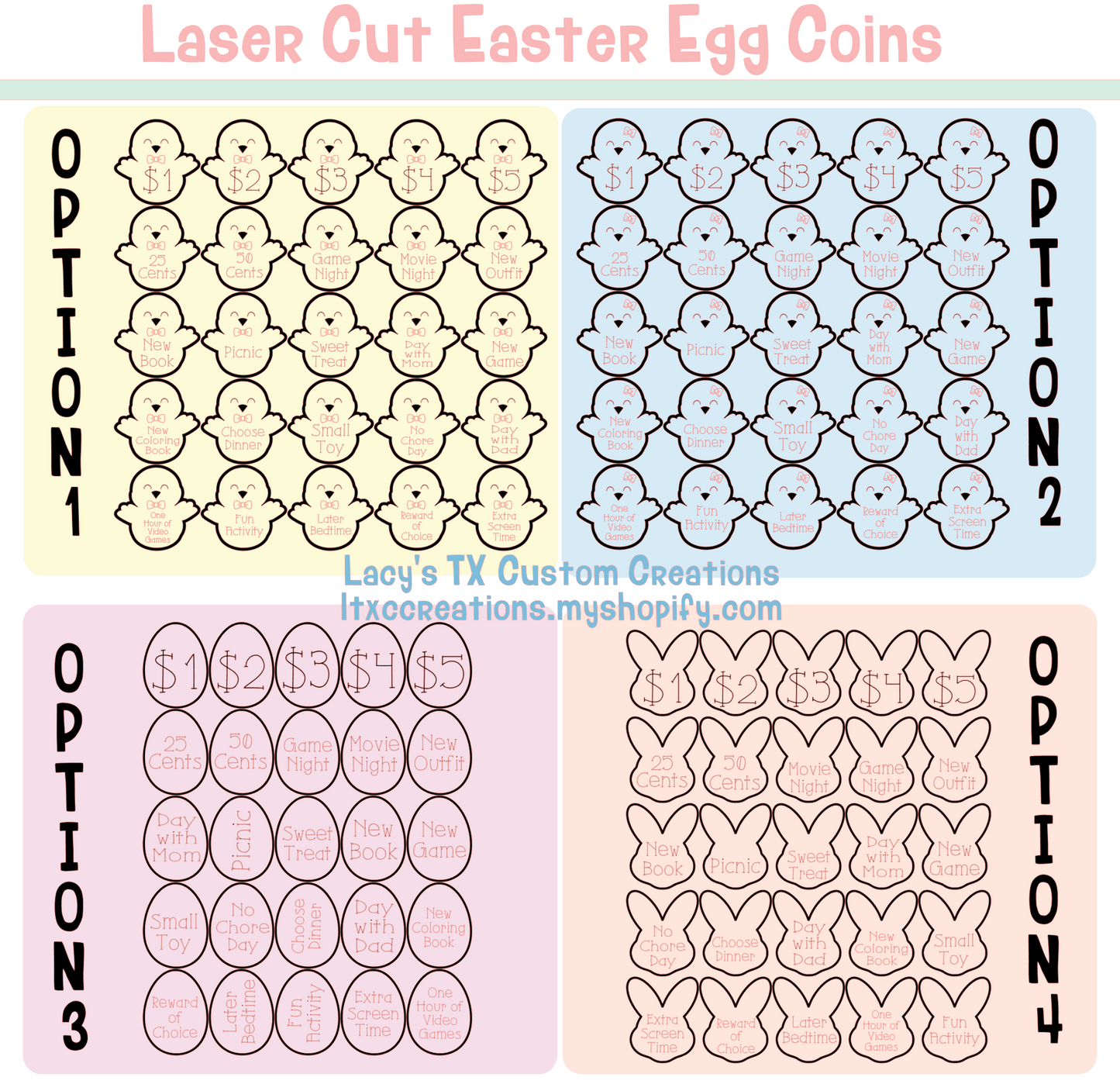Wooden Easter Egg Coins