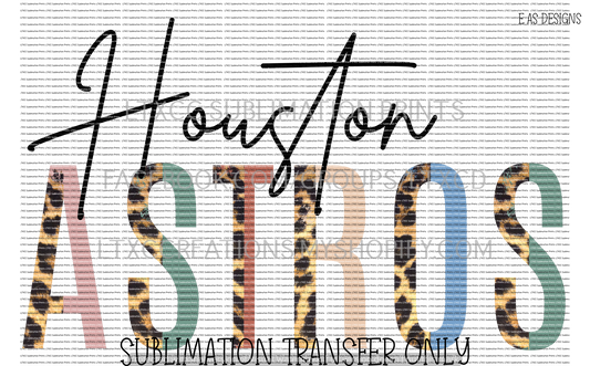 HOUSTON A S T R O S  COLORED LEOPARD -  SUBLIMATION PRINT TRANSFER