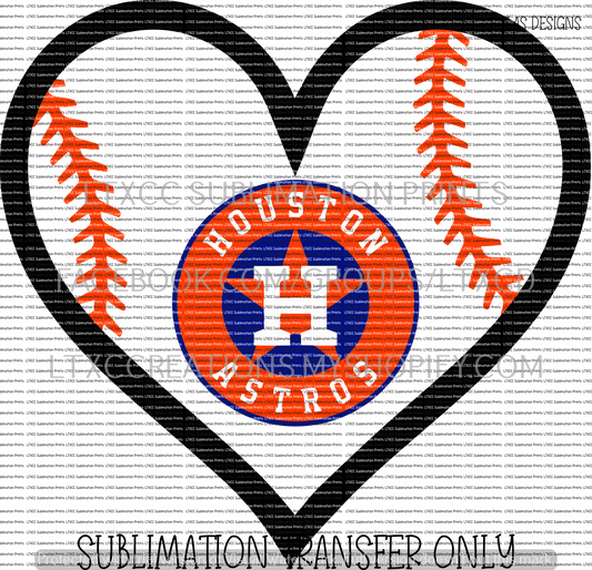 HOUSTON A S T R O S HEART -  SUBLIMATION PRINT TRANSFER